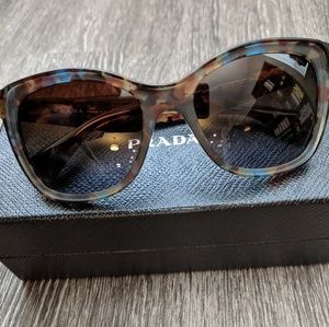 Prada Multi-color Havana Spotted Blue Sunglasses